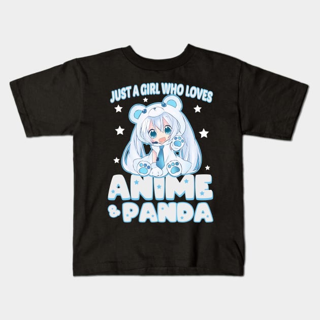 just a girl who loves anime and panda chibi anime Kids T-Shirt by artdise